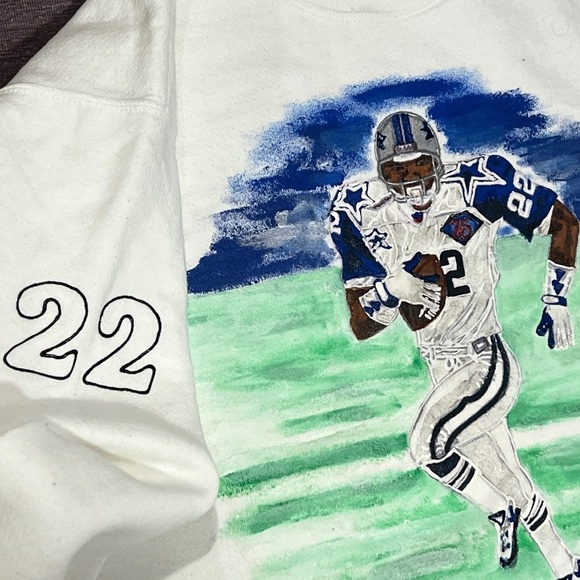 Vintage Emmitt Smith Dallas Cowboys NFL Football Crewneck Pullover Sweatshirt - Picture 3 of 4